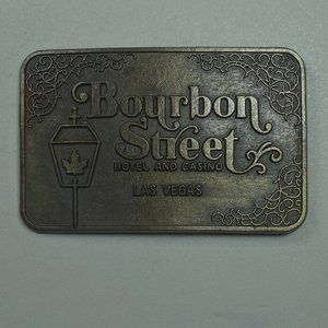 Bourbon Street Belt Buckle Hotel Casino 3.5" x 2" Broken Clasp Las Vegas Nevada